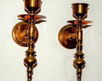 BRASS WALL CANDLE HOLDERS