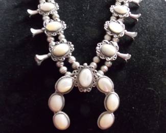 Squash Blossom Necklace with mother of Pearl