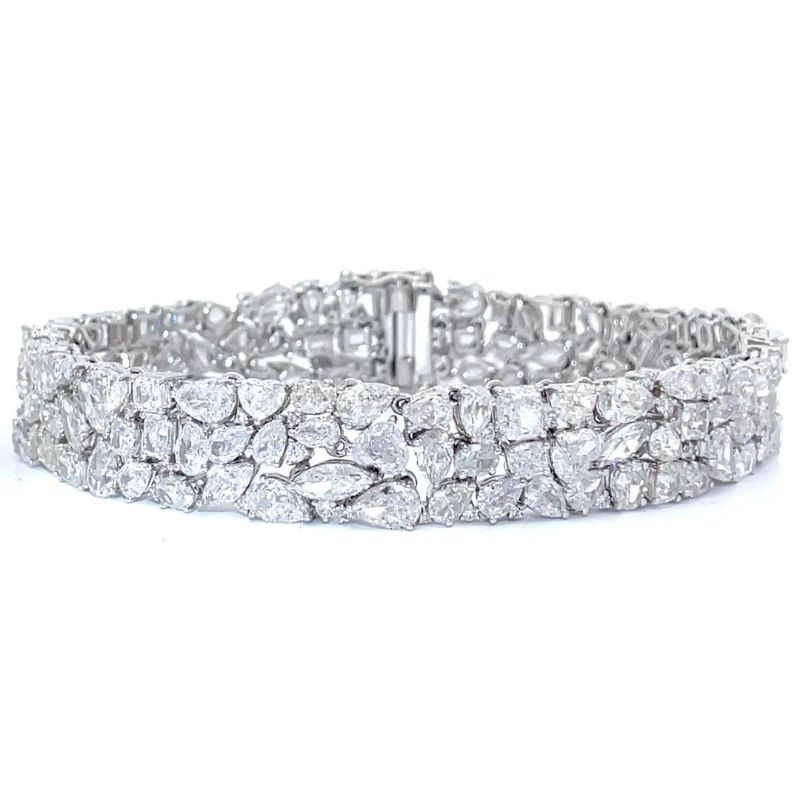One-of-a-Kind 28.16 Natural Diamond Hidden Clasp Bracelet in 18k White Gold