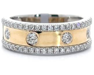 0.60 Carat Natural Diamond Trim Two-Tone Band