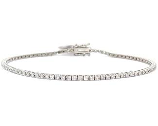 1.62 Carat Natural Diamond Tennis Bracelet in 14k White Gold