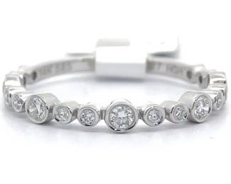 0.28 Carat Natural Diamond Bezel Bubble Stacking Ring in 14k White Gold