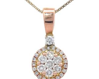 0.33 Carat Natural Diamond Pavé Drop Pendant in 14k Rose Gold