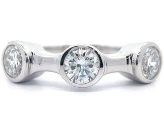 1.75 Carat Diamond Three-Stone Bamboo Ring