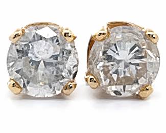 0.20 Carat Diamond Solitaire Round Brilliant Stud Earrings in 14k Yellow Gold
