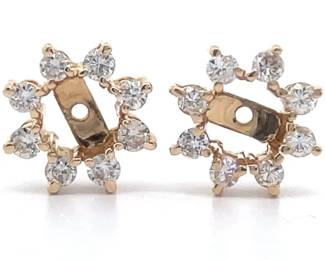 0.15 Carat Natural Diamond Starburst Sun Earring Jackets in 14k Yellow Gold