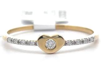 Natural Diamond Heart Pavé Promise Ring in 14k Yellow Gold