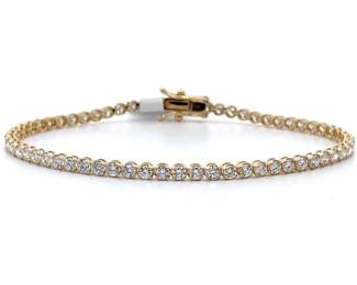 Modern 3 Carat Diamond Bezel Tennis Bracelet in 14k Yellow Gold