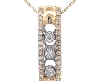 0.28 Carat Natural Diamond Journely Pendant Necklace in 14k Yellow Gold
