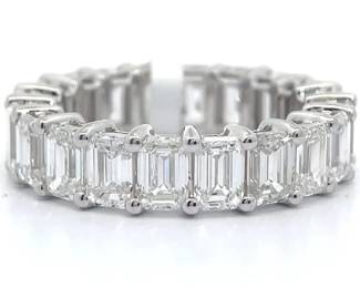 7.13 Carat Diamond Baguette Full Eternity Ring in 14k White Gold