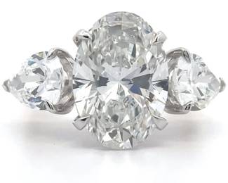 Diamond Oval & Pear Three Stone Ring in 14k Two-Tone Gold