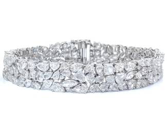 One-of-a-Kind 28.16 Natural Diamond Hidden Clasp Bracelet in 18k White Gold