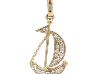 0.10 Carat Natural Diamond Pavé Boat Pendant in 14k Yellow Gold