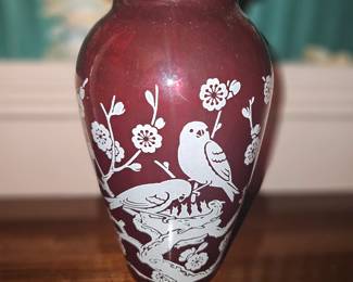 ruby glass vase