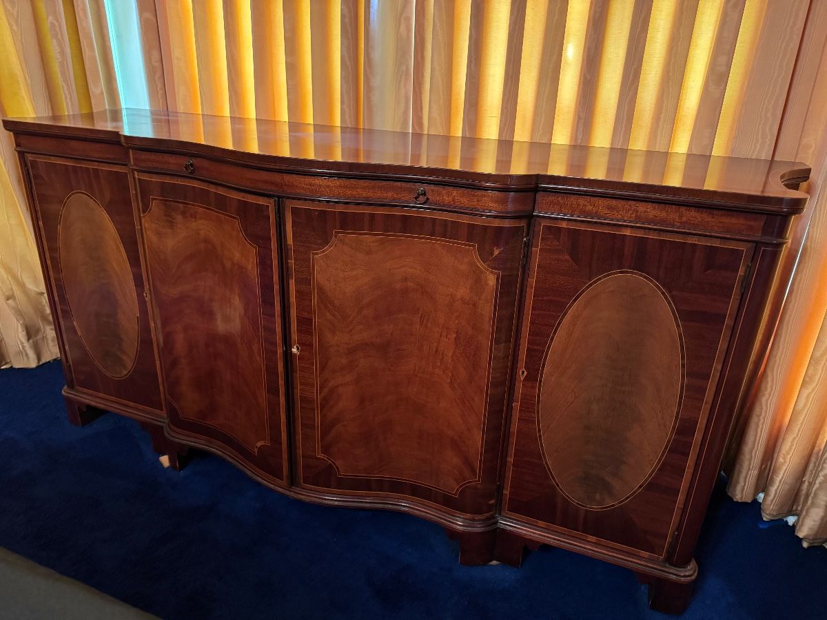 Large mahogany buffet with drawer storage