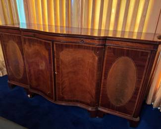 Large mahogany buffet with drawer storage