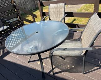 PATIO SETTABLE, UMBRELLA AND STAND NOT SHOWN