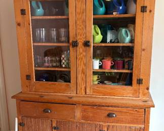 Beautiful Primitive Hutch, Vintage Hall Pitchers top