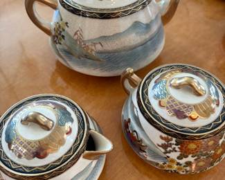 Japanese tea pot and cream and sugar - vintage