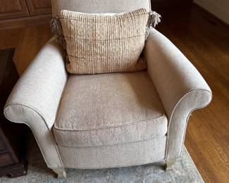 Another view of the ivory herringbone armchair (2 available)