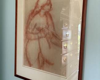 Rose pencil sketch lithograph (47/250) by Rodin