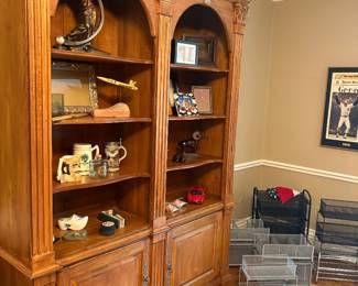 Maple bookcase with lower cabinets