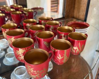 Japanese lacquerware - vintage - excellent condition cups and saucers