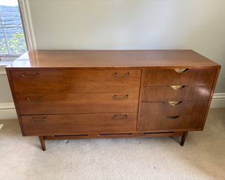 MCM long dresser by American  by Martinsville with brass pull and details