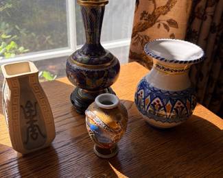 Cloisonne  vase, Itallian pottery vase, Japanese porcelain vase and ceramic vase