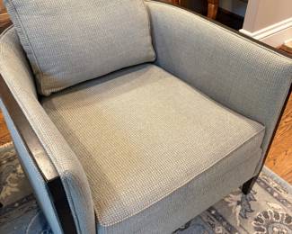 Upholstered club chairs with wood trim  - matched set of 2 available by Ethan Allen