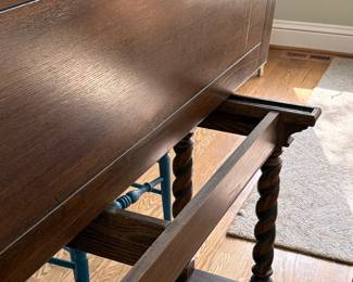 A view of the trestle table - folds in half to create a console table