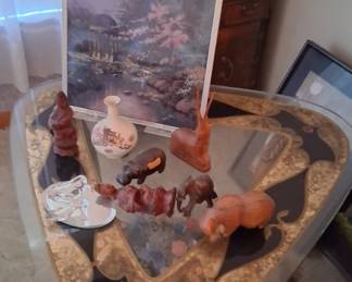   Stunning Triangular vintage hand painted table