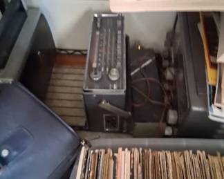 a bin of Vinyl records