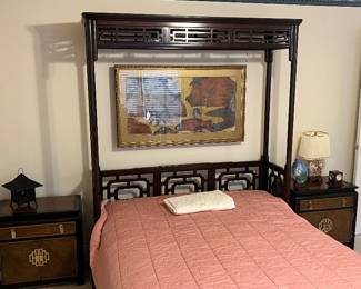 Asian canopy bed frame and mattress
