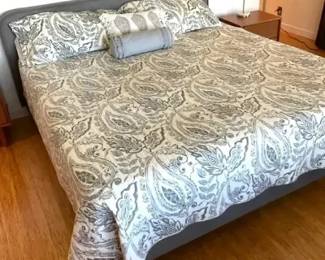 King size upholstered bed and mattress