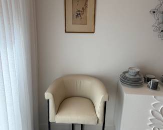 pair of Baker leather counter height bar stools