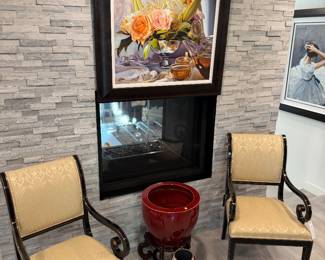 4 Kindel Neoclassic Sleigh chairs - Carrie Graber Giclee LTD ED