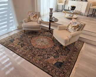 Handmade Indo - Persian carpet 6' 3" x 8' 9" - Baker chairs