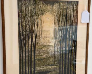 Antique Akemi Inagaki woodblock print