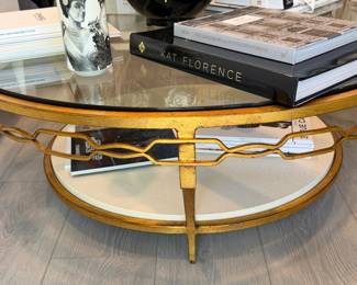 Baker glass, marble & iron coffee table by Thomas Pheasant