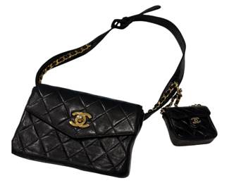 Rare Vintage Chanel belt bag with micro-mini bag