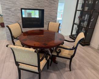 - John Widdicomb for Baker foyer table - 4 Kindel Neoclassic Sleigh chairs -