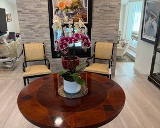 - John Widdicomb for Baker foyer table - 4 Kindel Neoclassic Sleigh chairs -