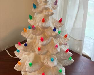 Vintage Christmas Tree one missing light and Star OLD