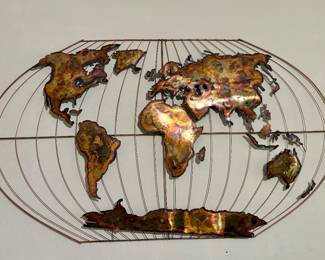 Large Copper Mid Century World Art