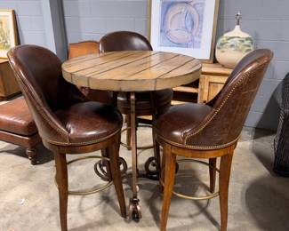 BAR TABLE AND LEATHER CHAIRS ORLANDO