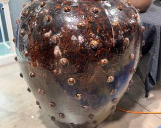 LARGE BROWNWARE GLAZED JAR