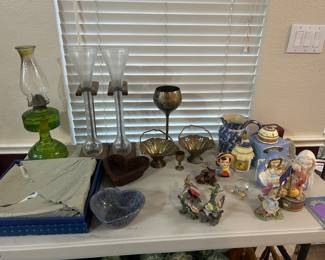 Lamp, half yard beer steins, brass goblet, home decor