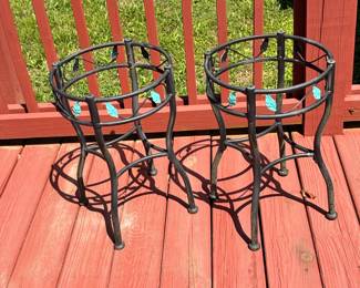 Wrought Iron Plant Stands with Leaf Accents (Set of 2)