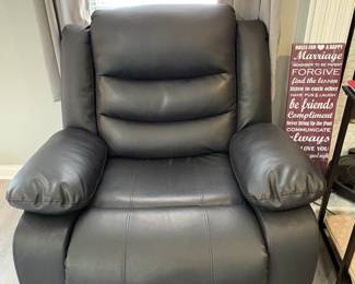 Black Faux Leather Power Lift Recliner
